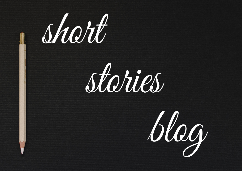 text 'short stories blog' white on black with white pencil