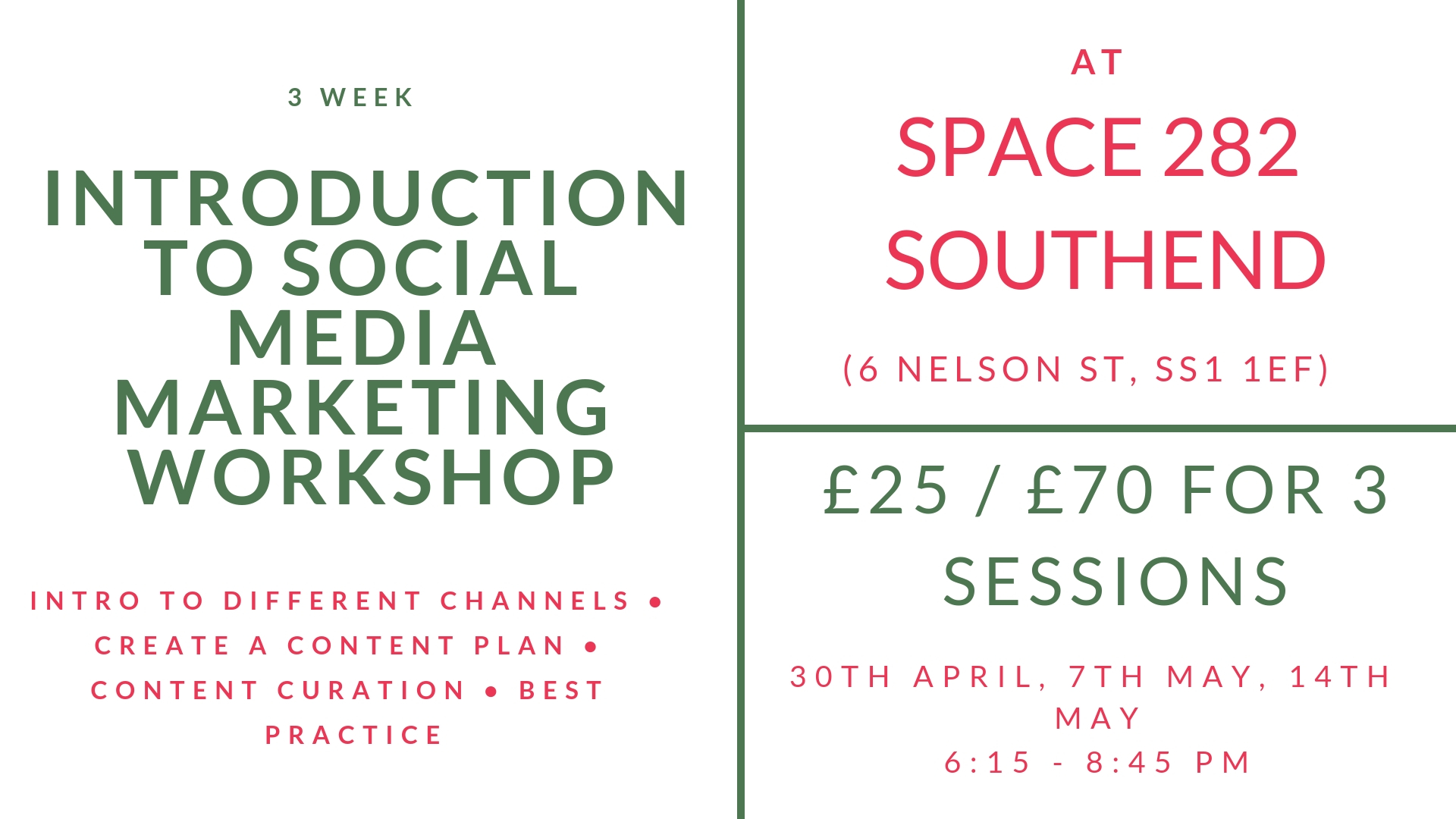 Introduction to Social Media Marketing Workshop Southend-on-Sea April-May 2019